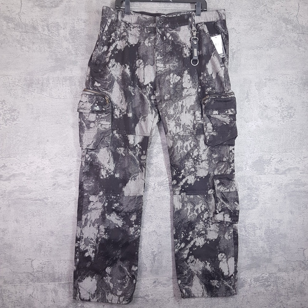 PRPS Squaw Valley Regular Fit Cargo Jeans Pants‎ Mens 38 Black Grey E109P14